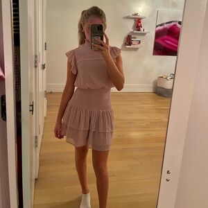 Pink smocked ruffle dress